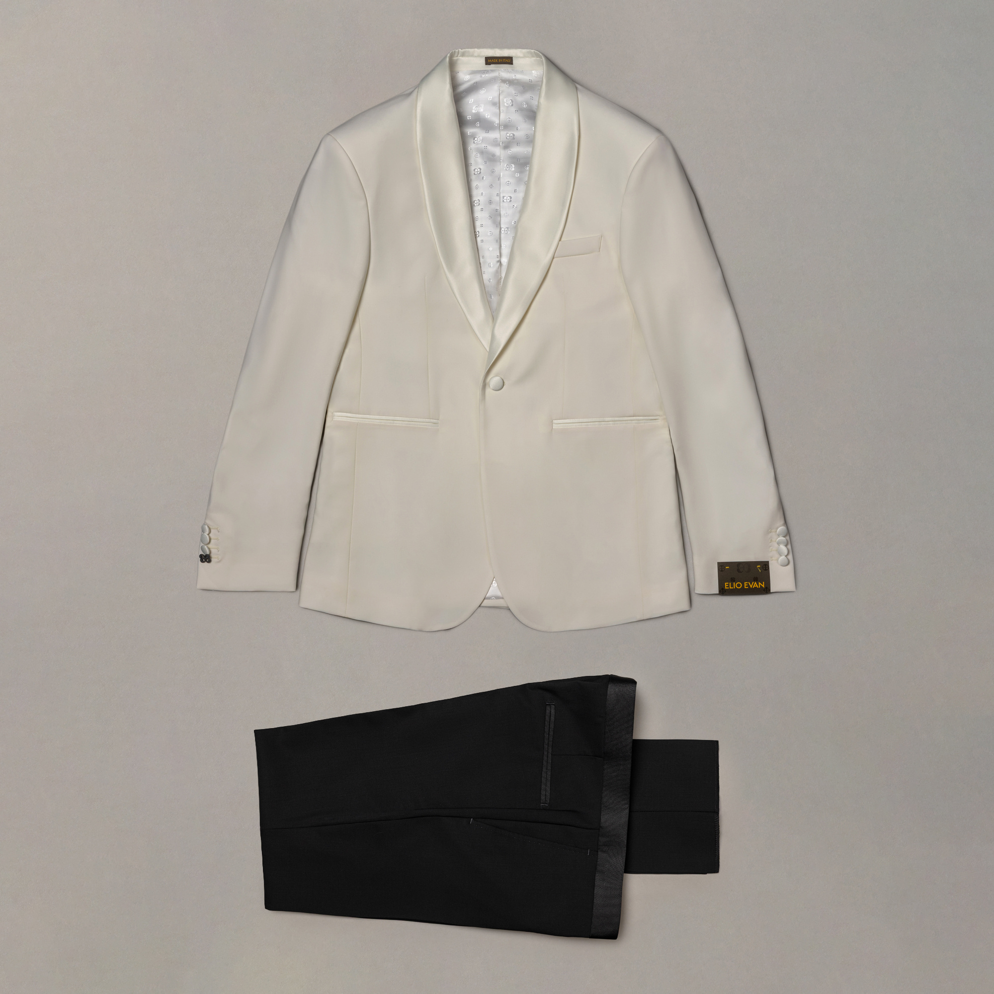 White Tuxedo — Satin Trim
