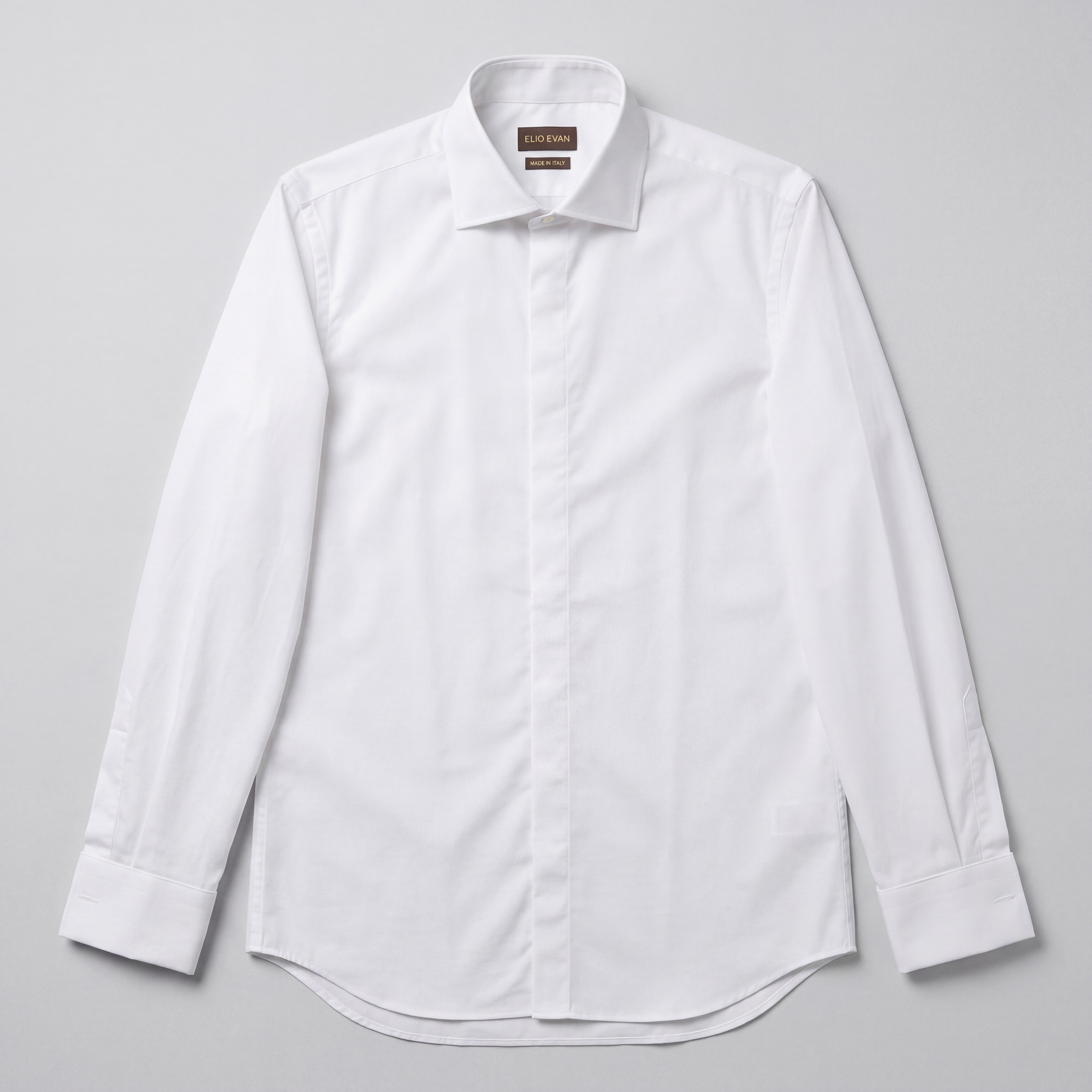 White Cotton Shirt with Curved Hem