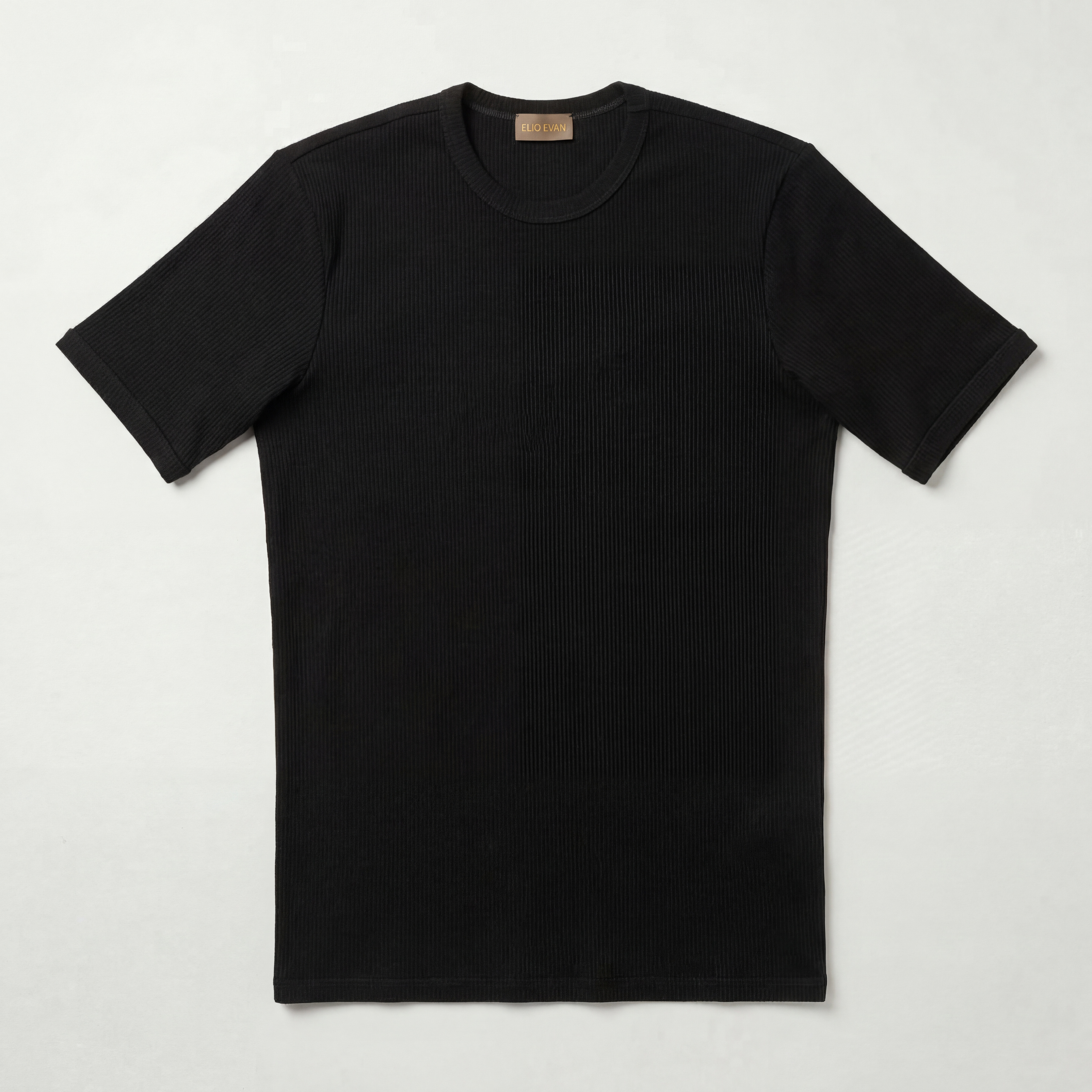 Zwart T-shirt met ribboorden