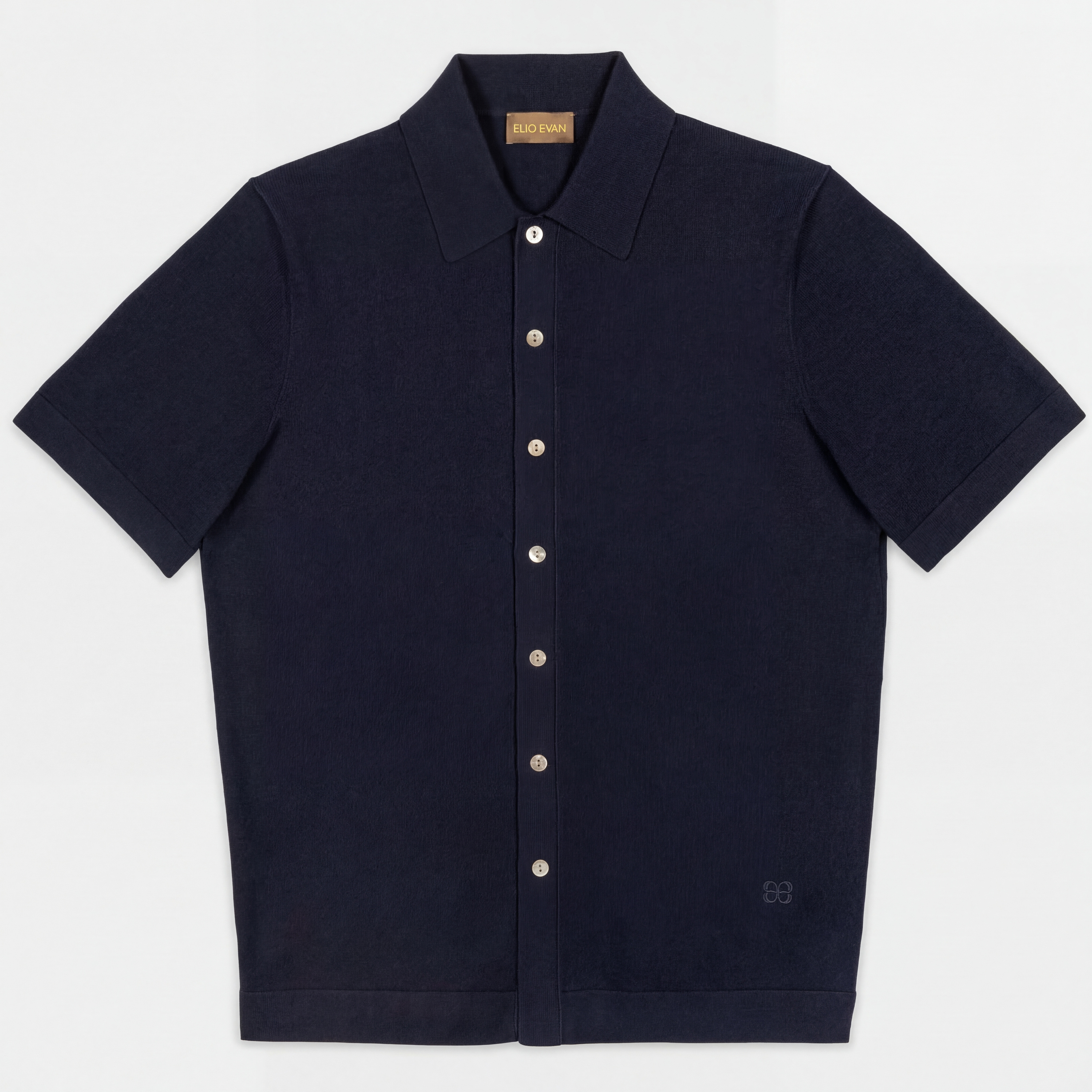 Polo bleu à col chemise