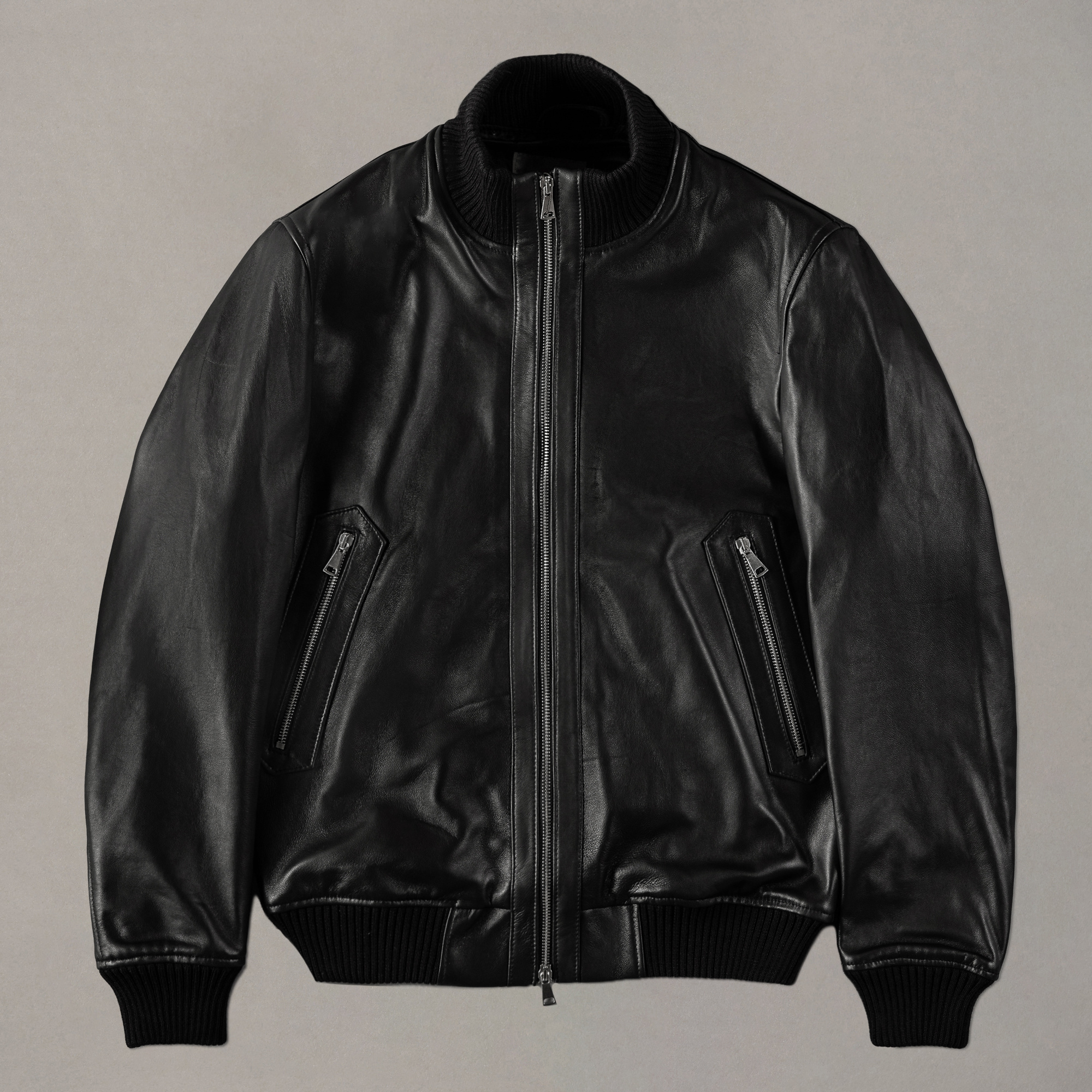 Leren bomber met ritszakken