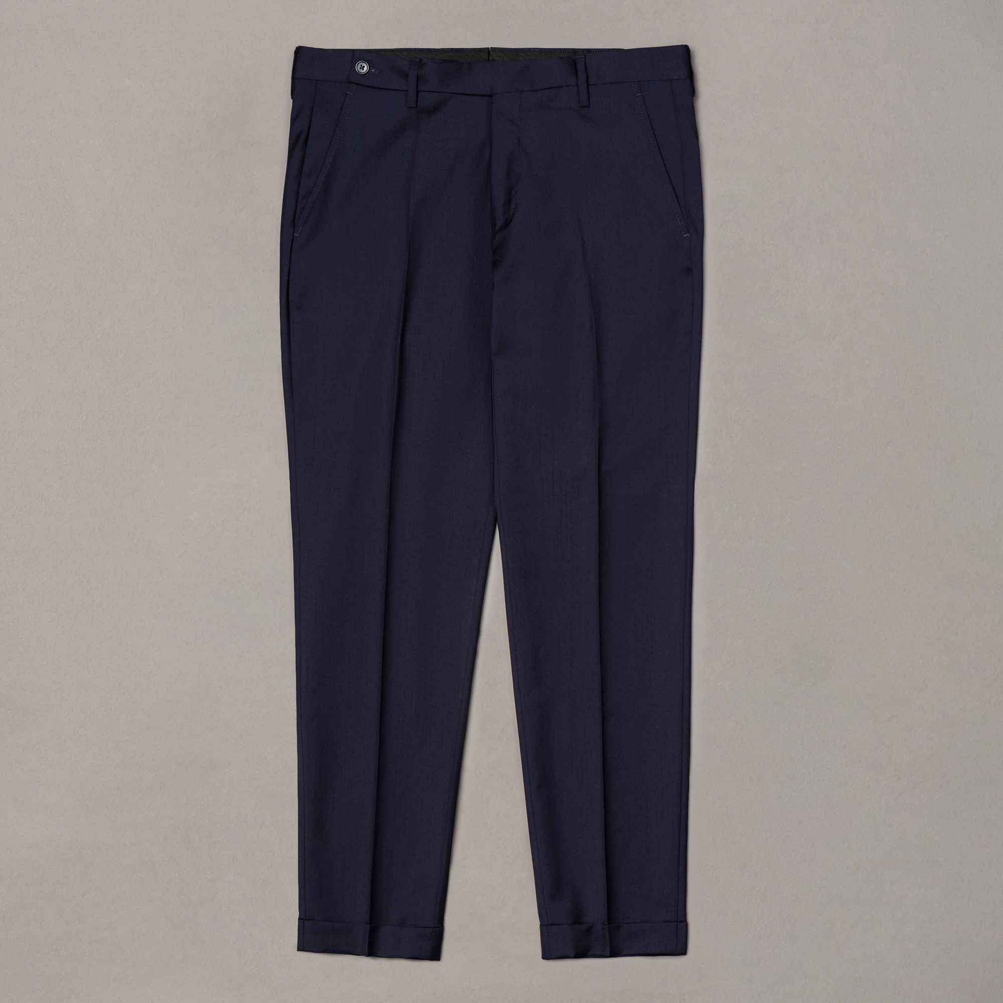 Cuffed Blue Wool Trousers