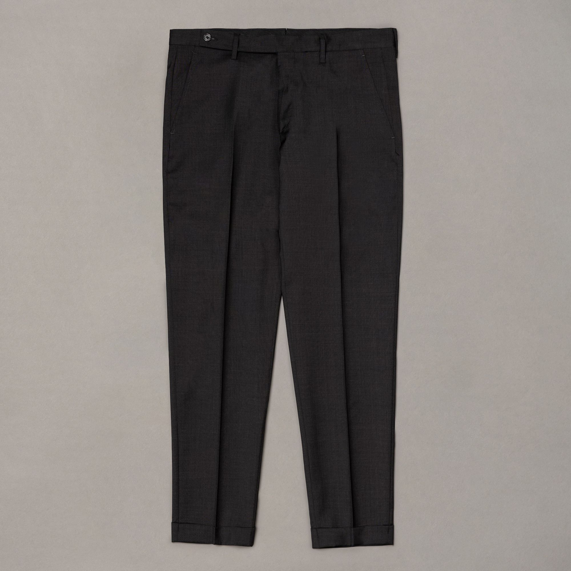 Cuffed Grey Wool Trousers