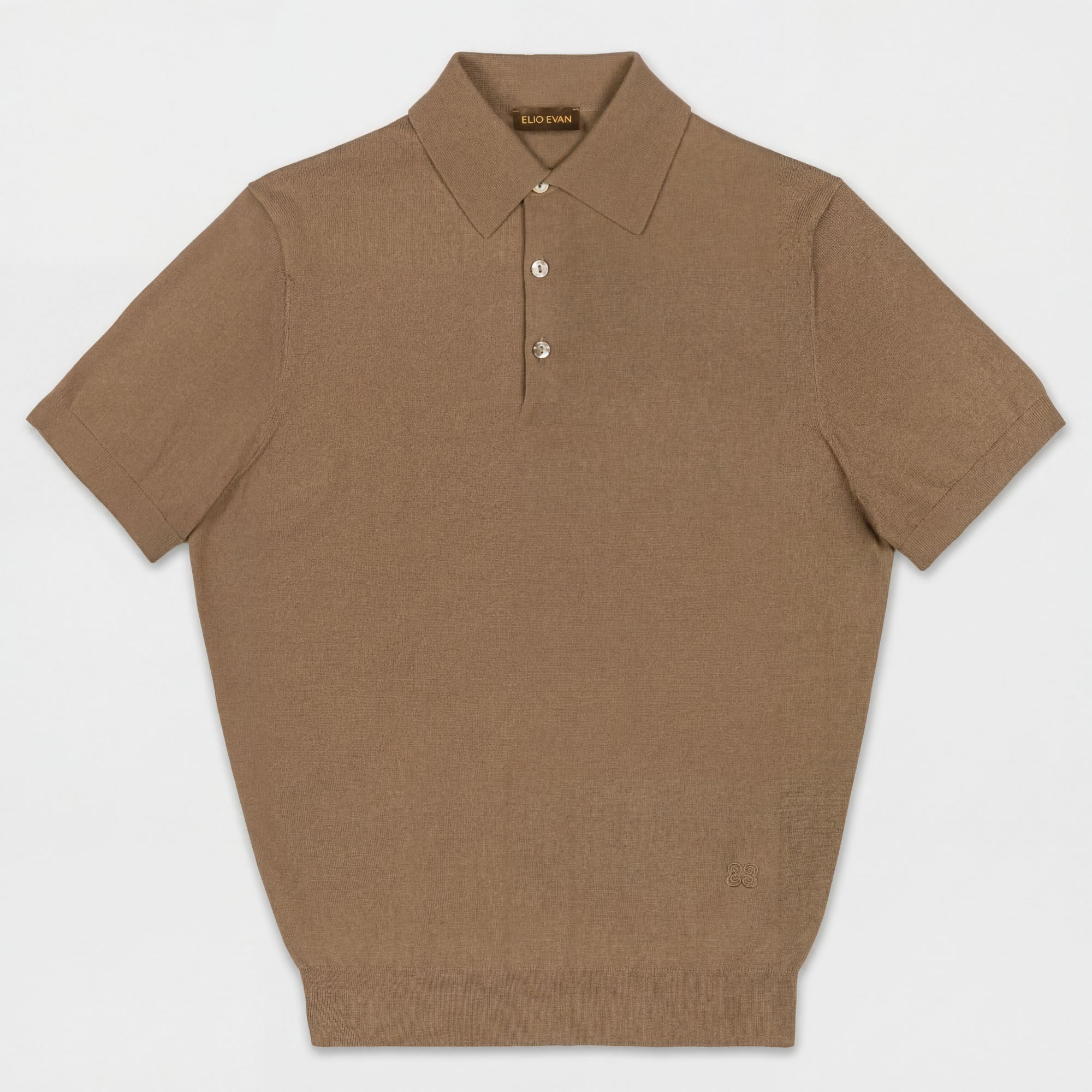 Pointed Collar Beige Knit Polo