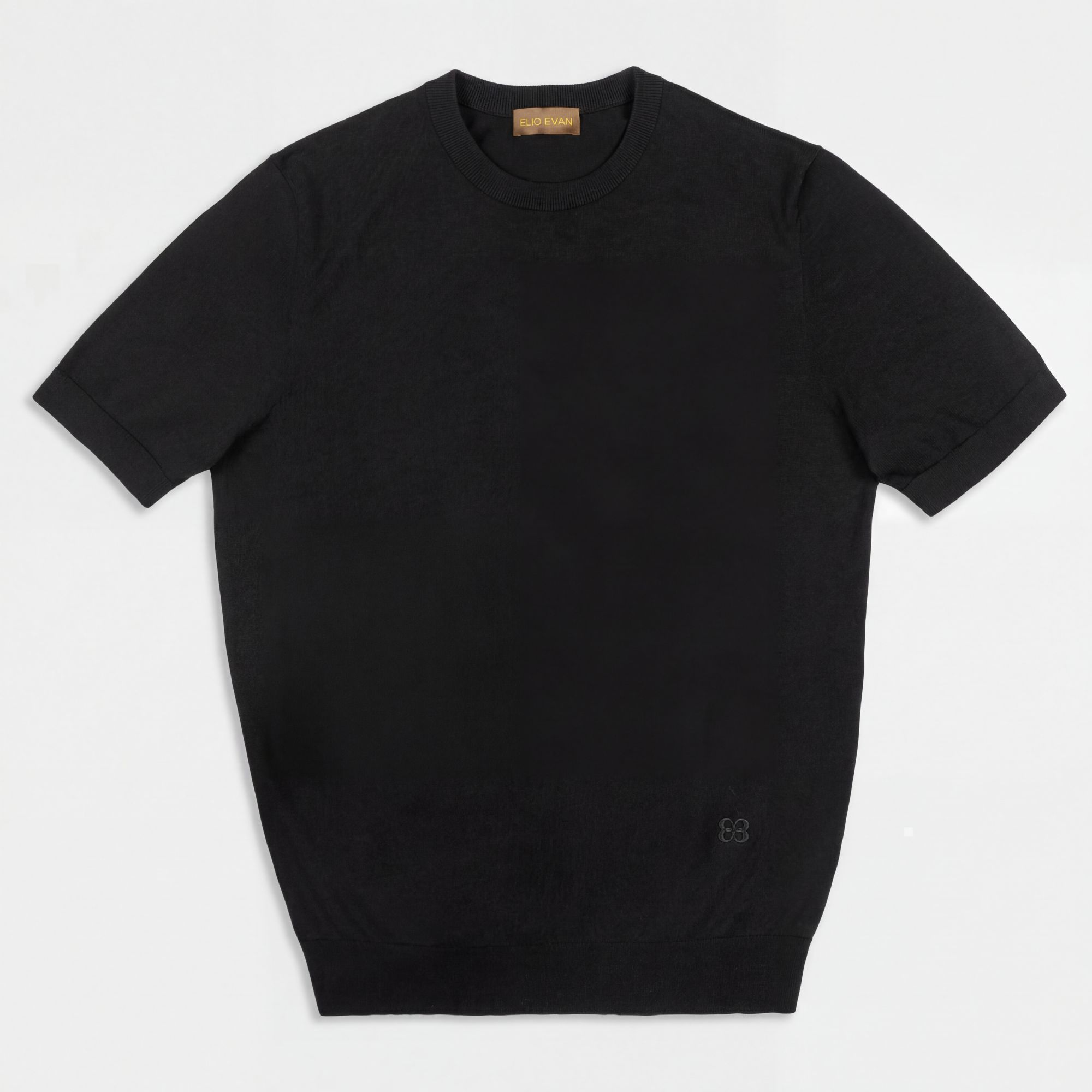 Black Crew-Neck Cotton Knit