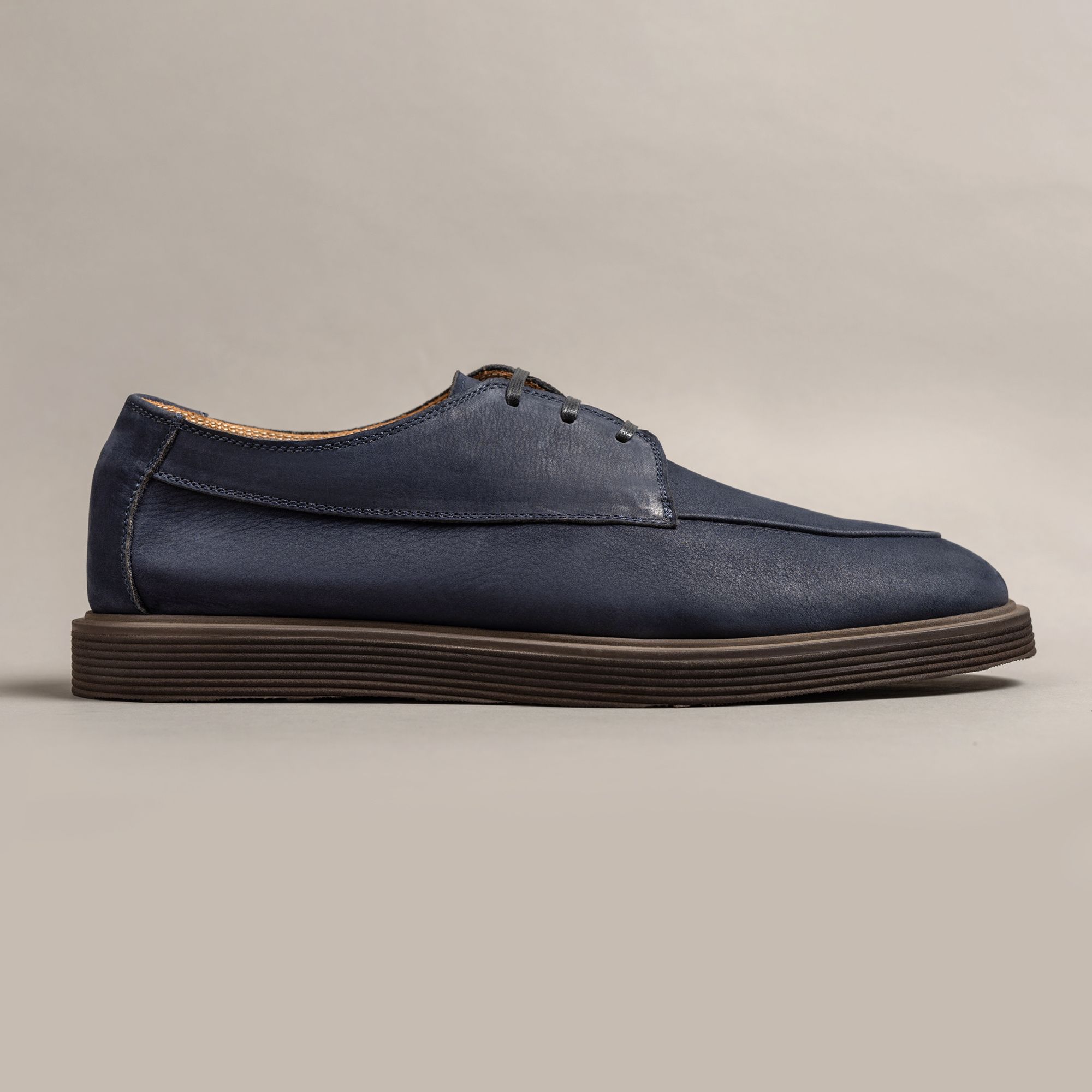 Blue Leather Derby Shoes