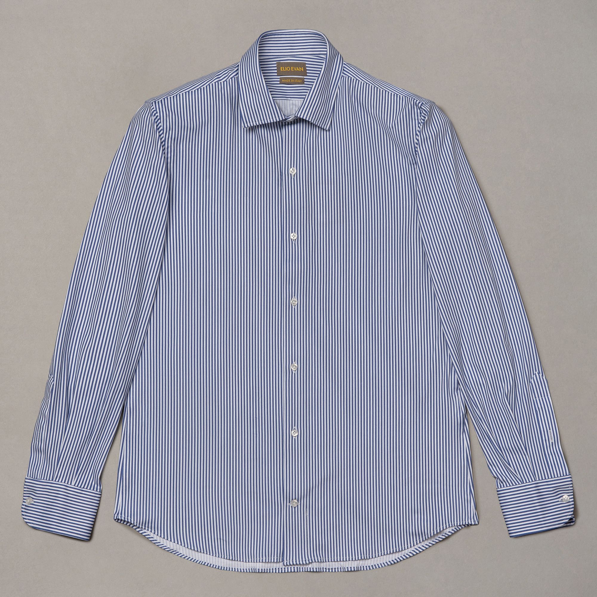 Camicia blu a righe in misto cotone