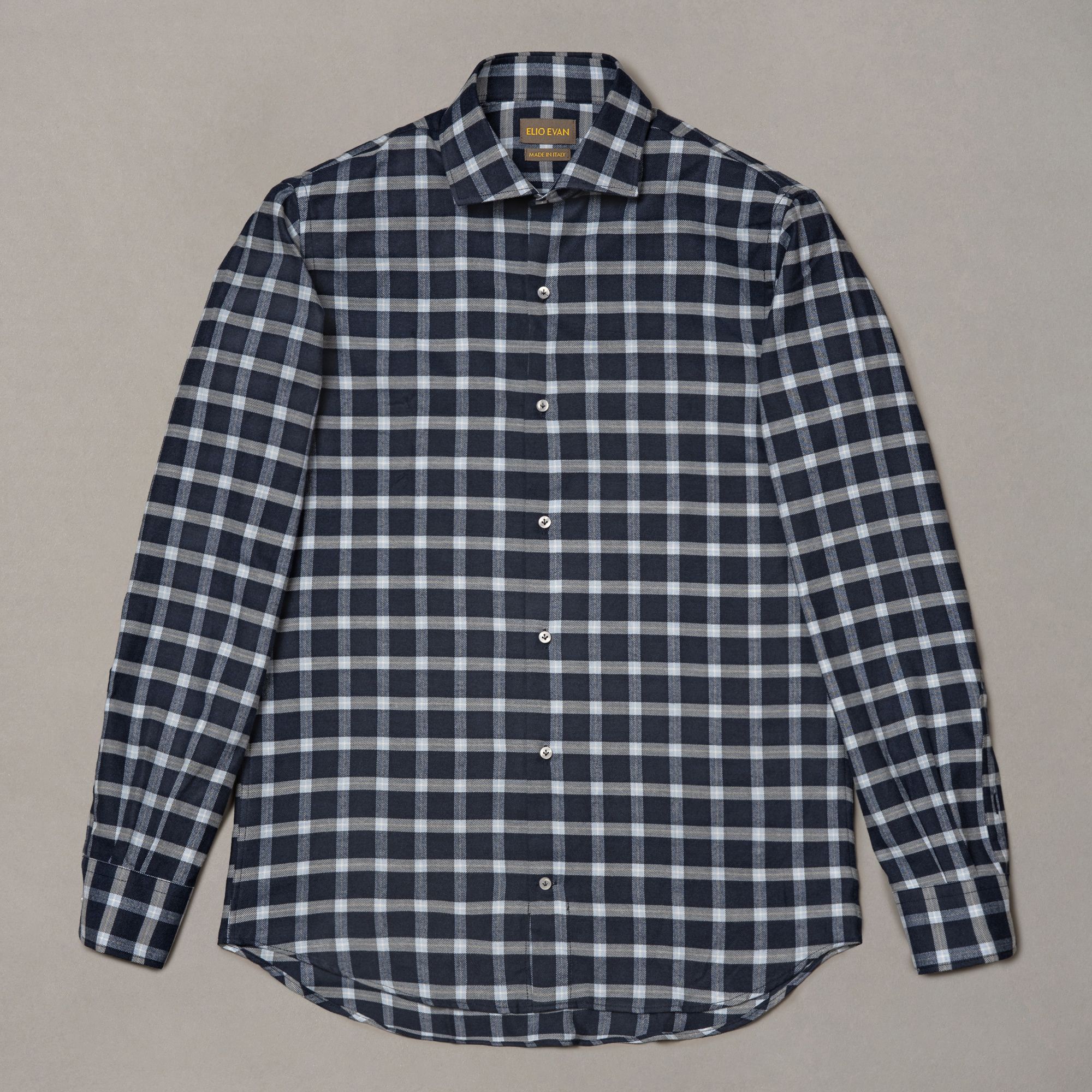 Camicia blu in cotone a quadri