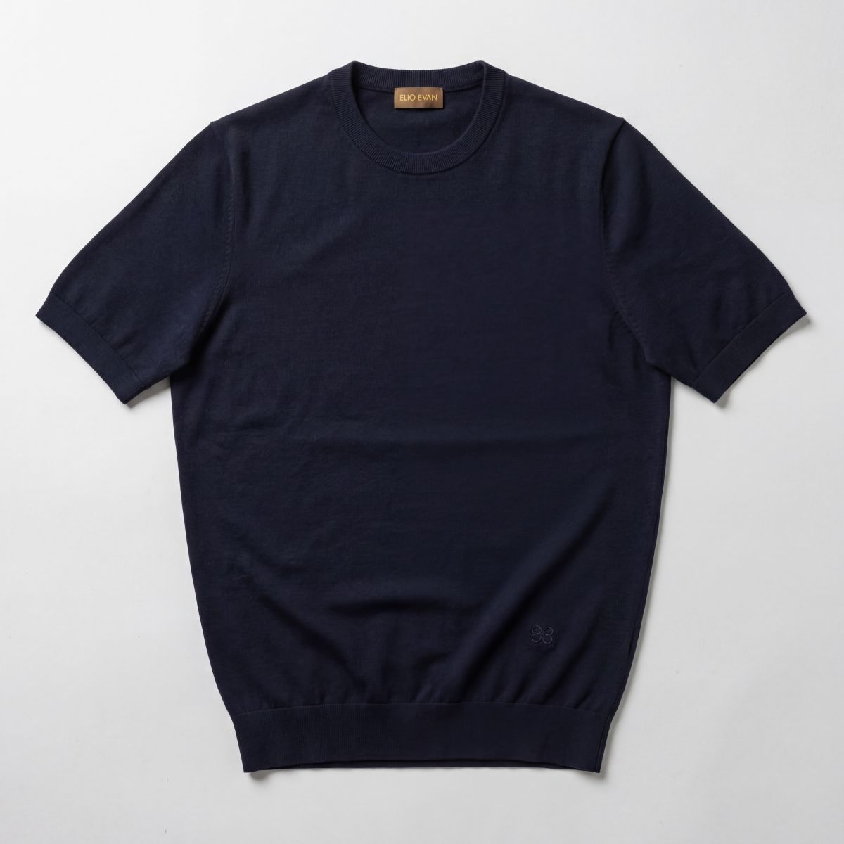 Blue Ribbed Cotton Crewneck