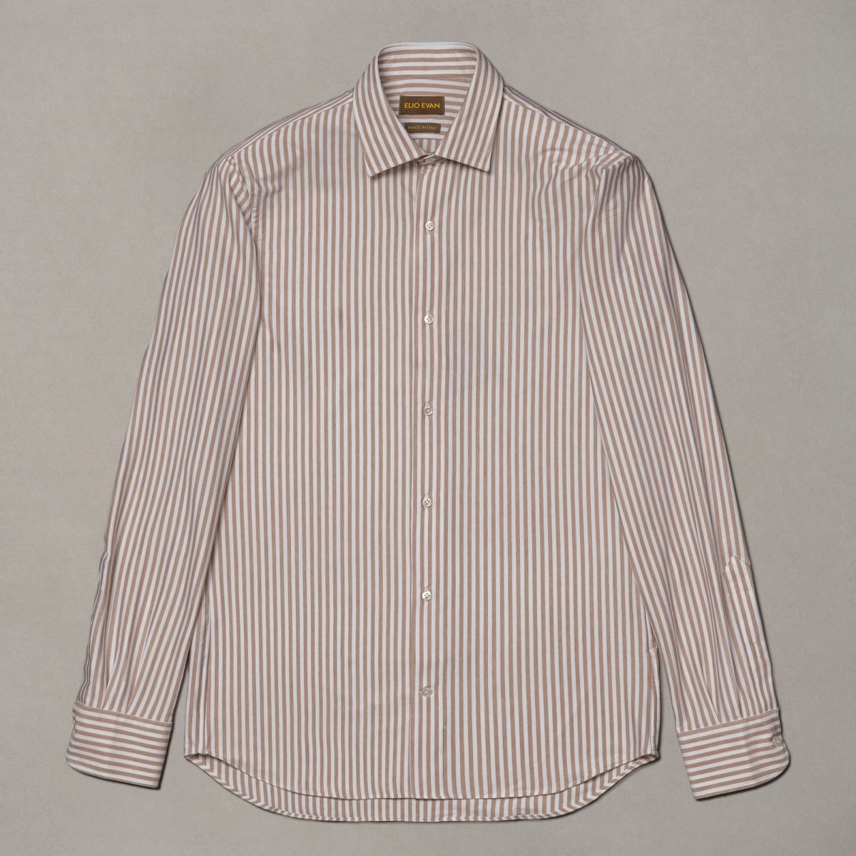 Beiges Baumwoll-Nylon-Hemd — Streifen