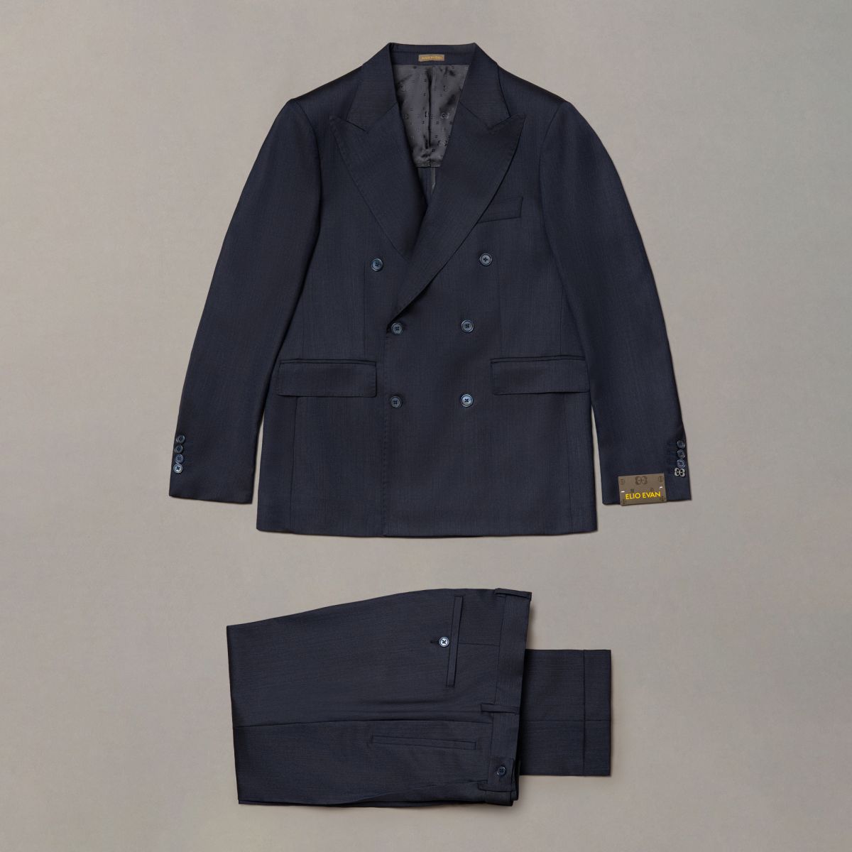 Blue Stretch Wool Suit — Double-Breasted