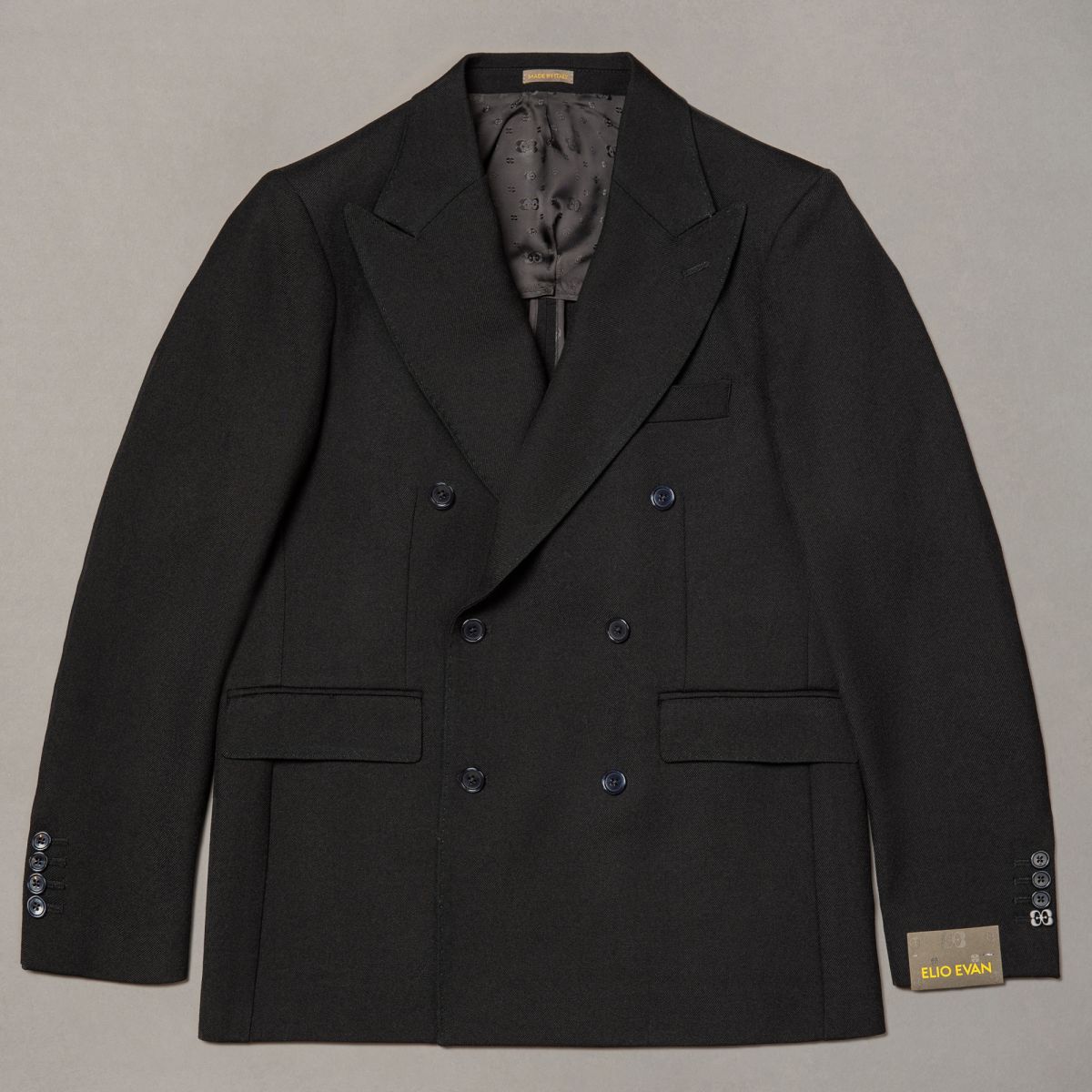 Black Wool Jacket — Double-Breasted
