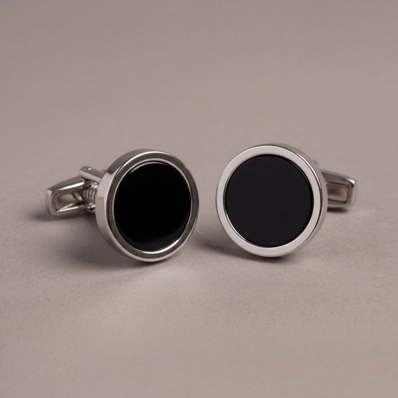 Black Onyx Steel Cufflinks
