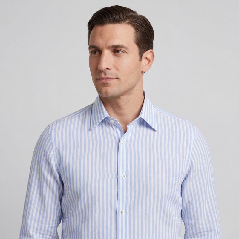 Sky Blue Semi-Point Collar Shirt