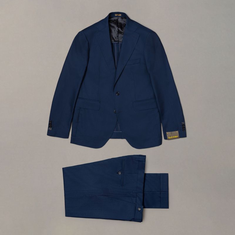 Blue Wool-Silk Suit — Natural Shoulder