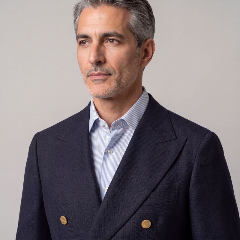 Double-Breasted Blue Blazer