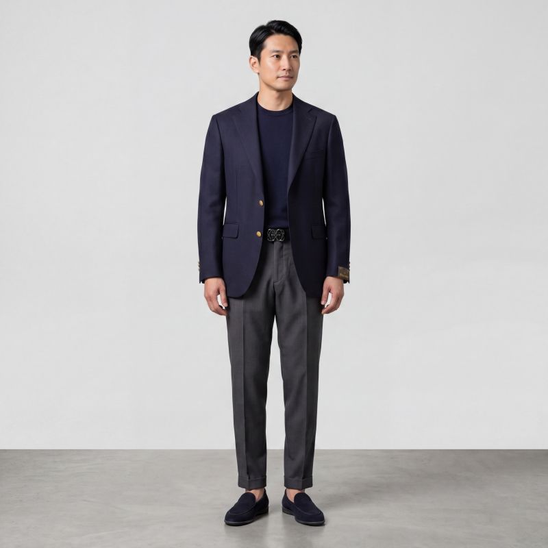 Gold-Button Blue Blazer