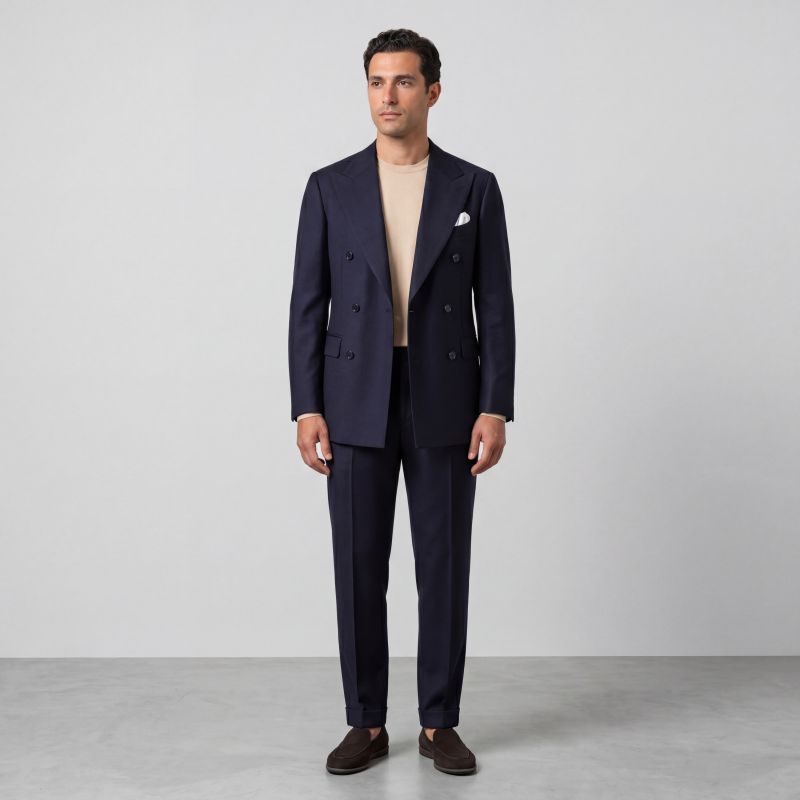 Double-Breasted Blue Wool Jacket
