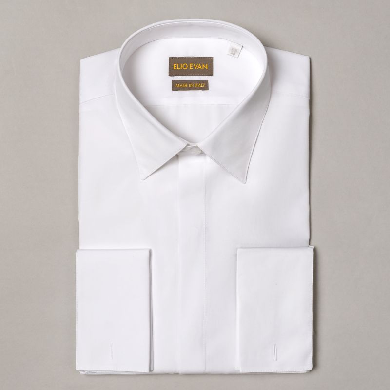 White Cotton Shirt with Logo Collar