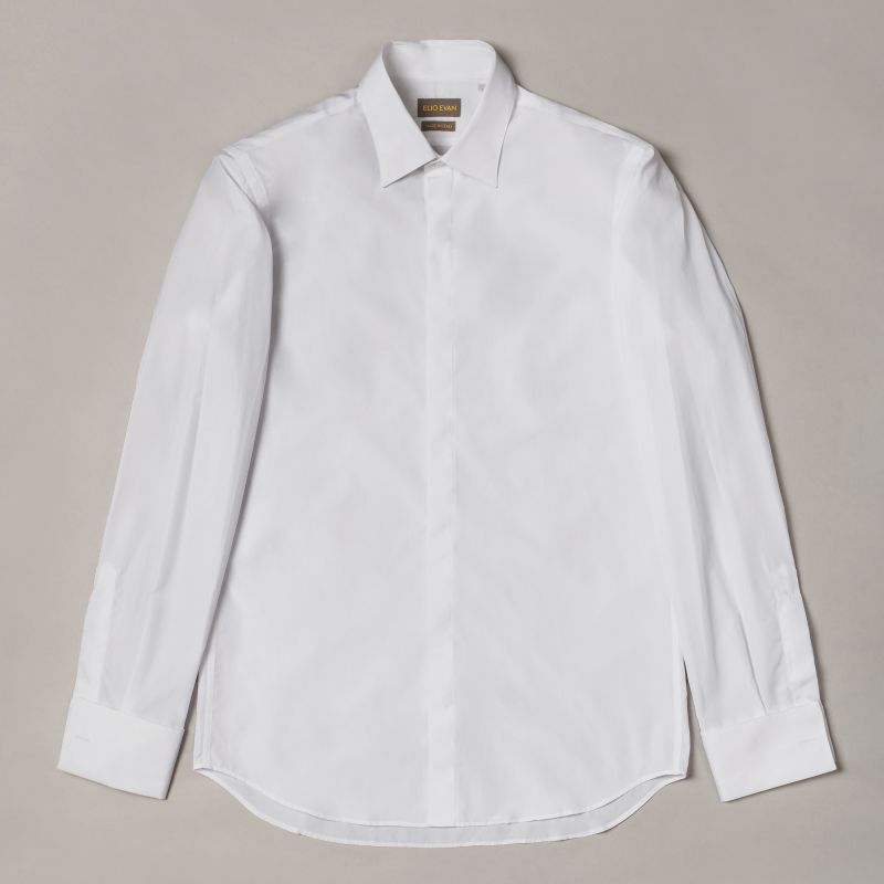 White Cotton Shirt with Logo Collar