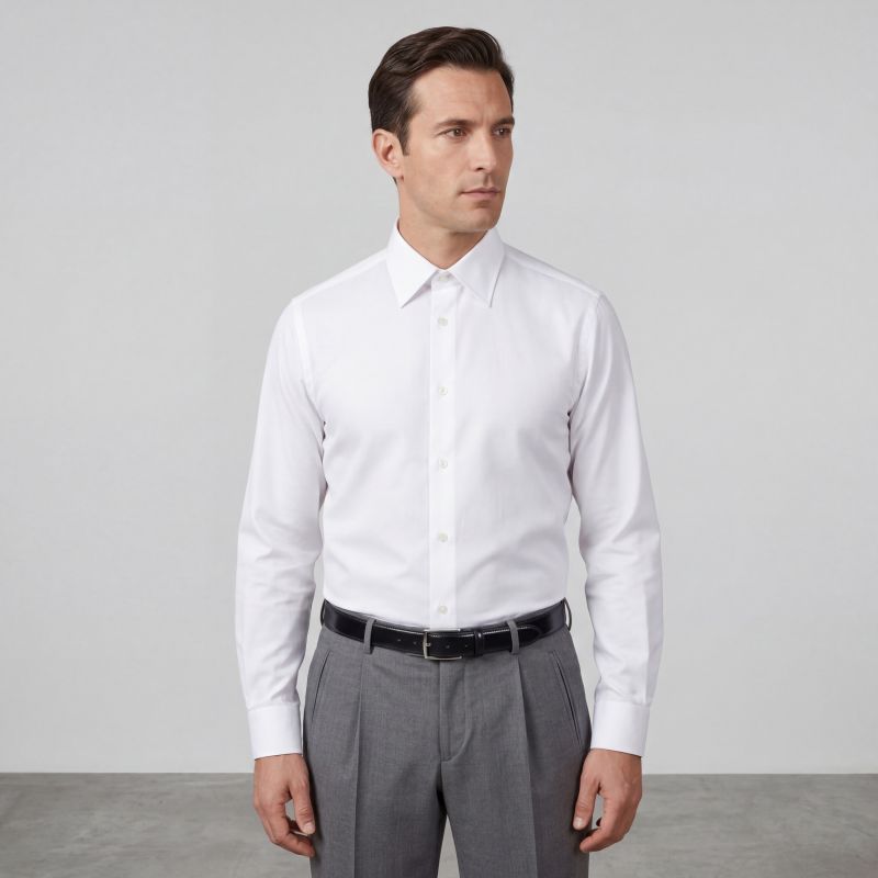 White Hidden-Placket Shirt