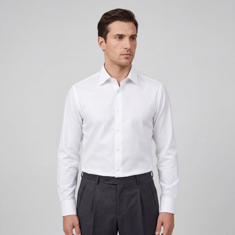 Semi-Pointed Collar White Shirt