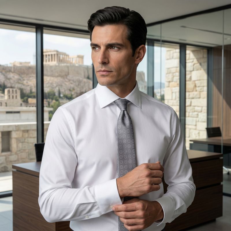 White Semi-Spread Collar Shirt