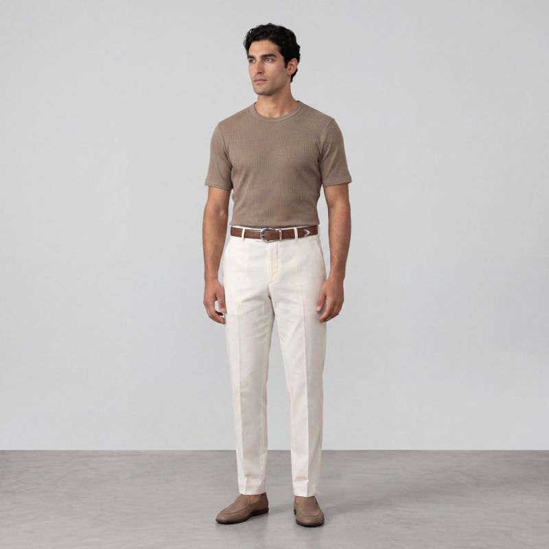 Cuffed Ecru Trousers