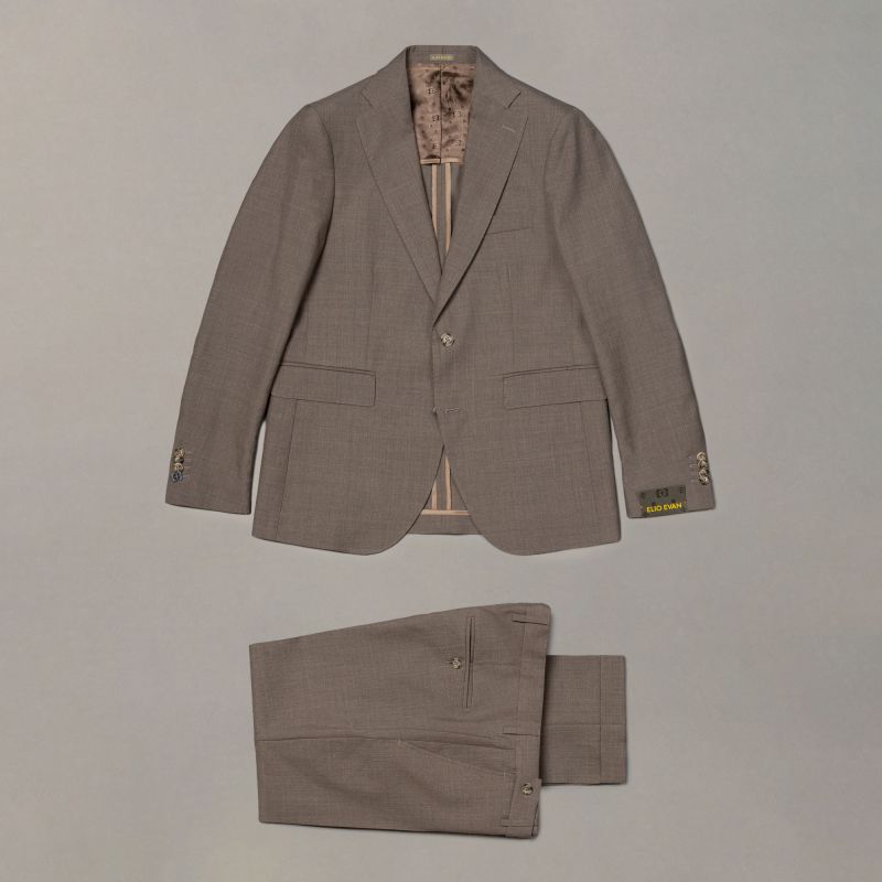 Brown Wool-Linen Suit — Natural Shoulder
