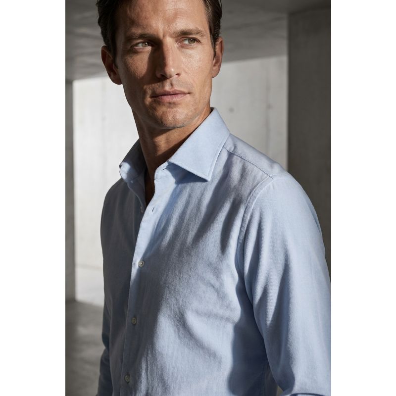 Sky Blue Cotton Semi-Point Collar Shirt