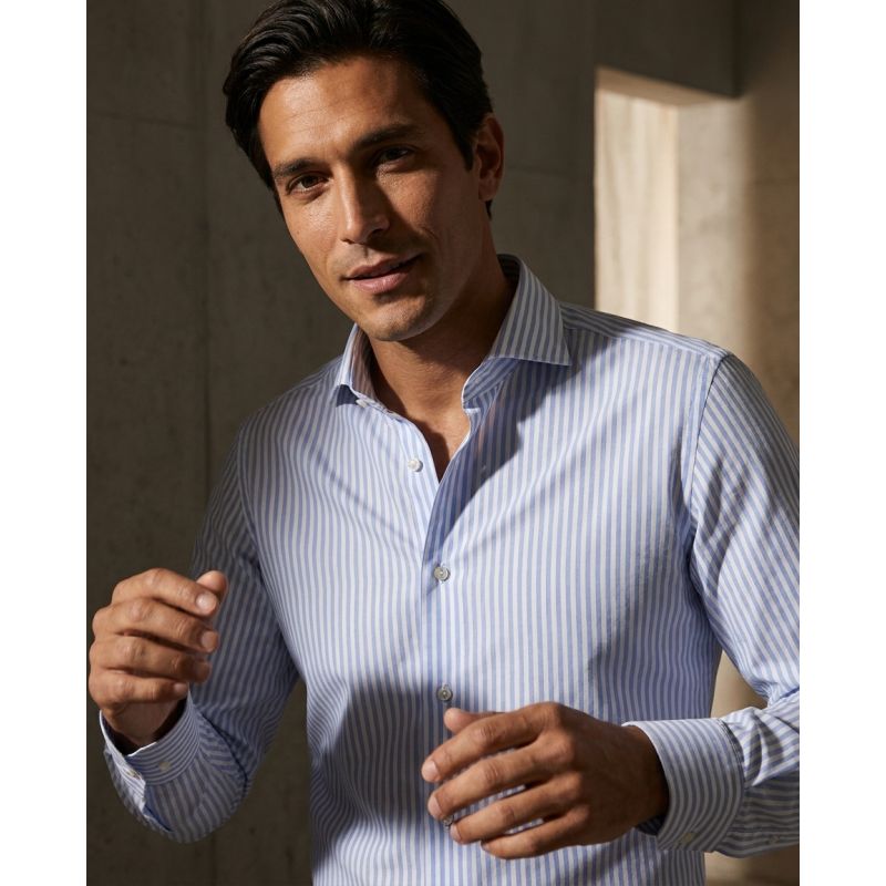 Sky Blue Giza Stripe Cotton Shirt