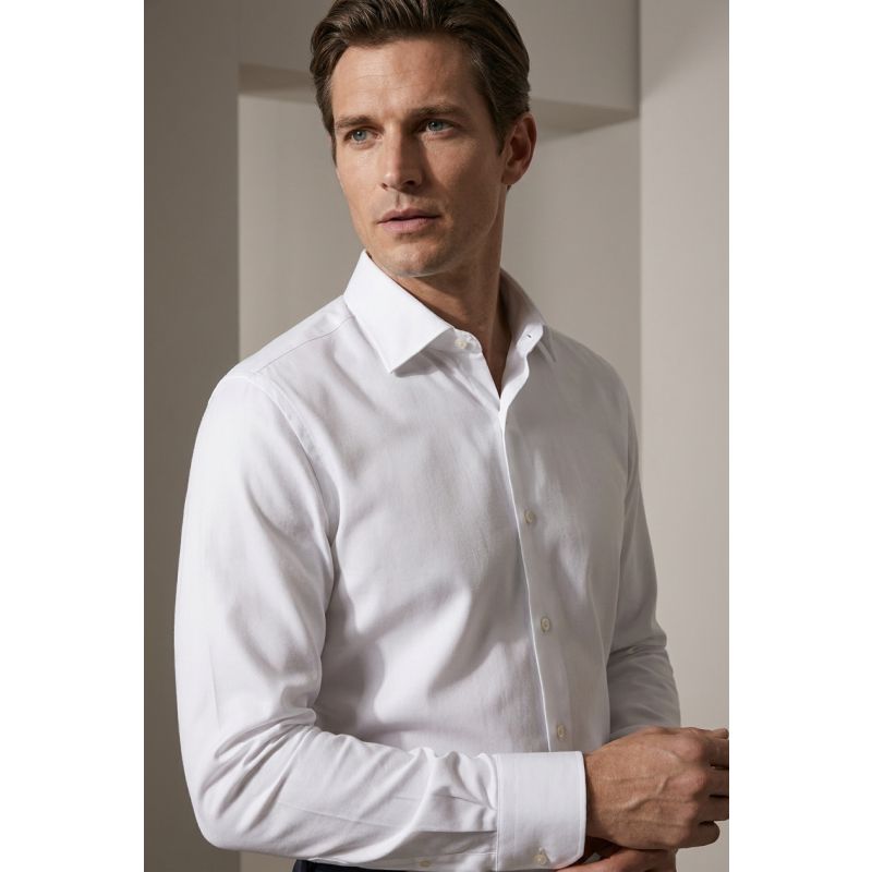 White Semi-Point Collar Shirt
