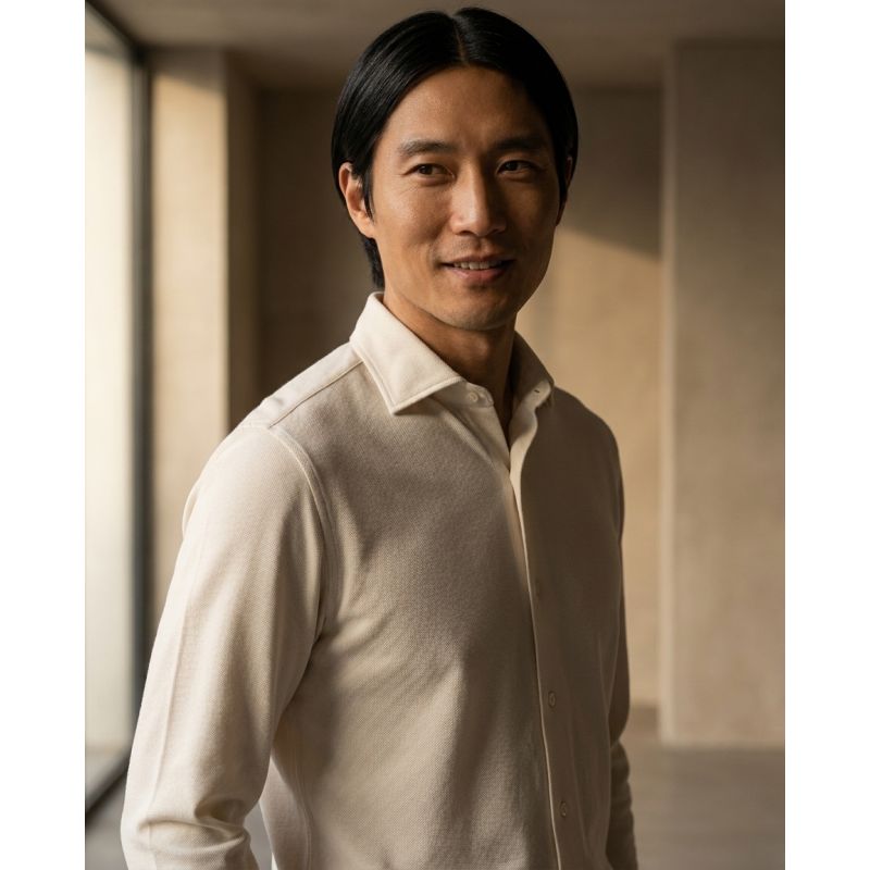 White Cotton-Cashmere Semi-Point Shirt