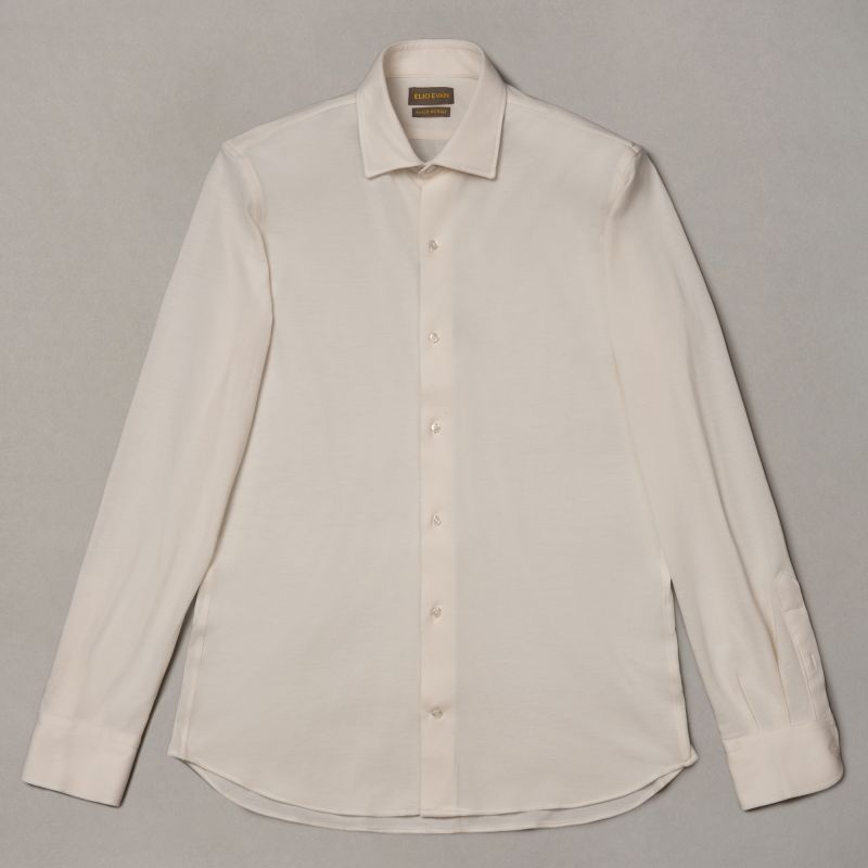 White Cotton-Cashmere Semi-Point Shirt