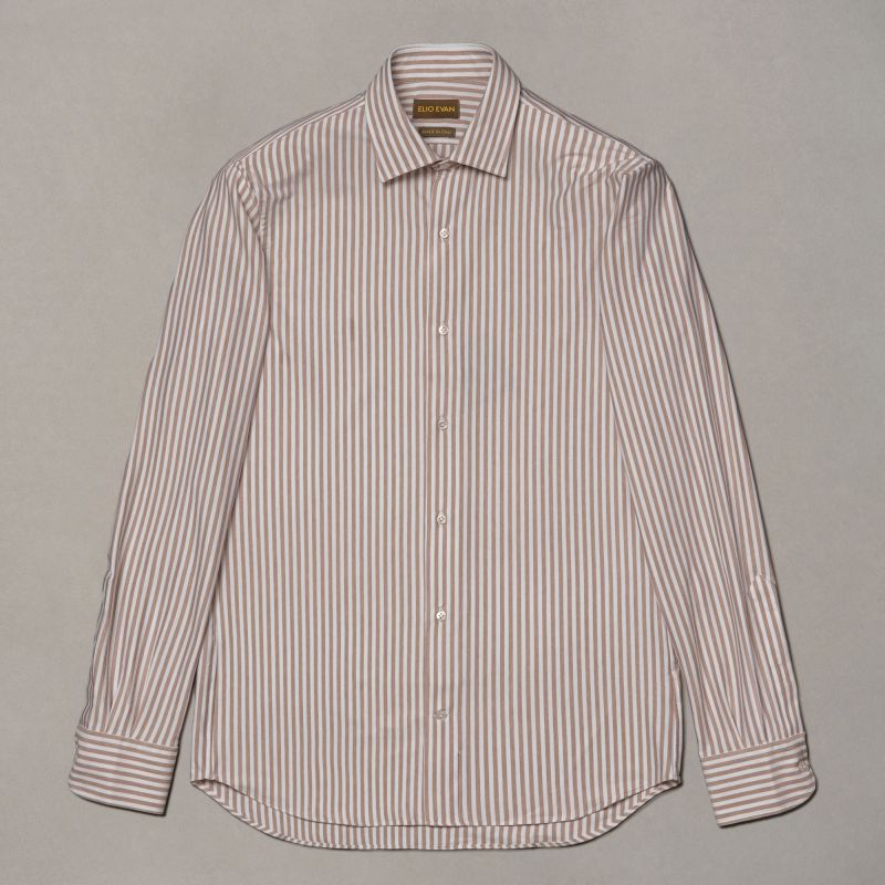 Chemise beige en coton-nylon — rayures