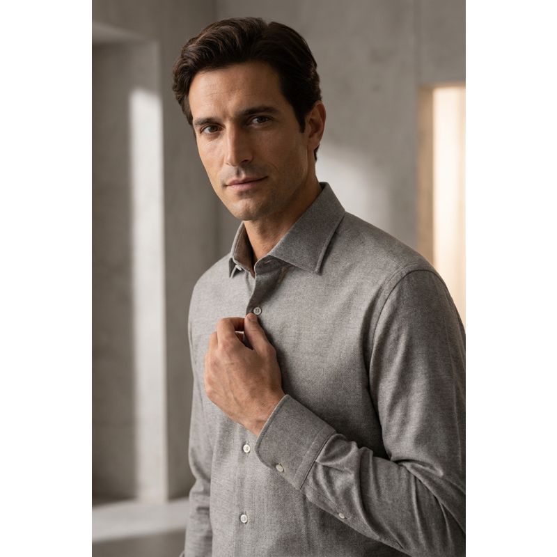 Grey Long-Fibre Cotton Shirt