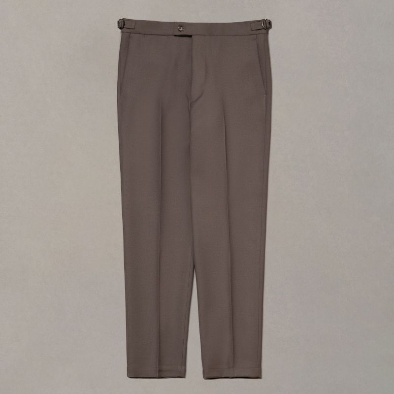 Greige Wool Trousers — Dry-Touch Finish