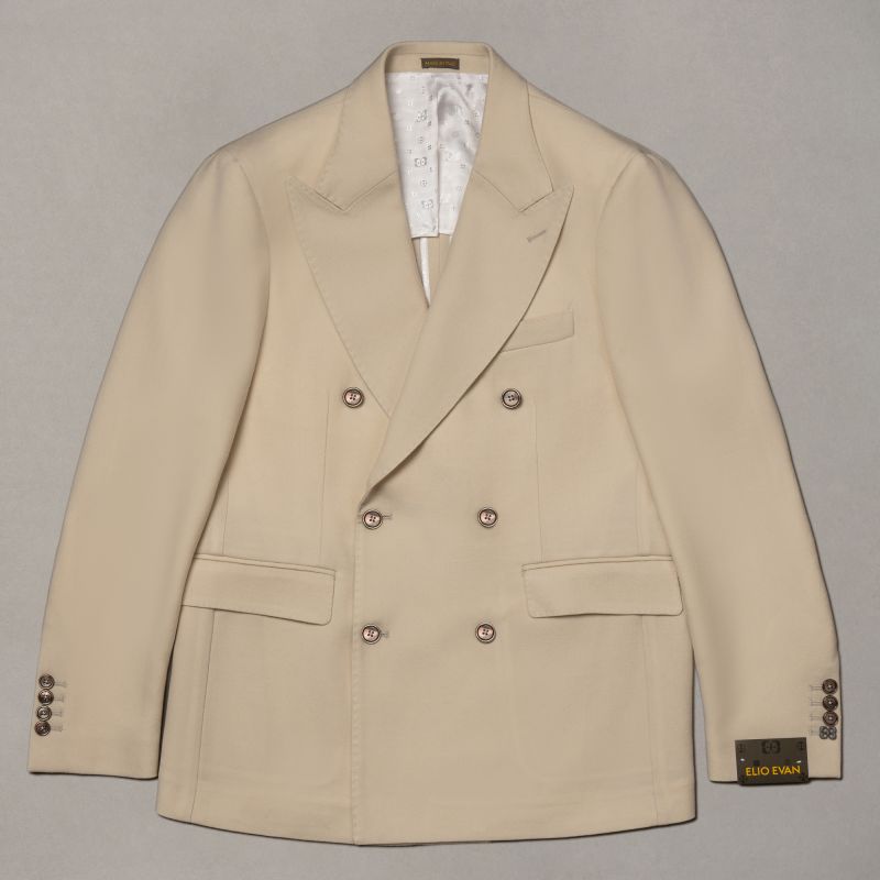 White Wool Jacket — Double-Breasted